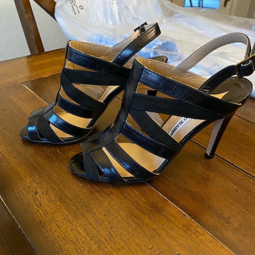Suede and leather strap 4 1/2 heels black size 39 or 9